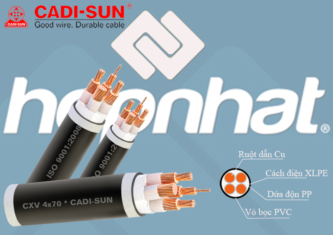 Cáp đồng 4 ruột bọc cách điện XLPE/PVC_CXV 4x1, Dây điện Cadisun 4x1